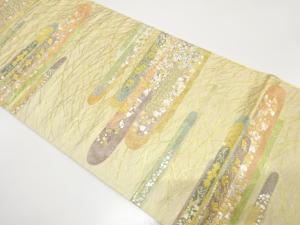 ヱ霞に芝草・古典柄織り出し　袋帯